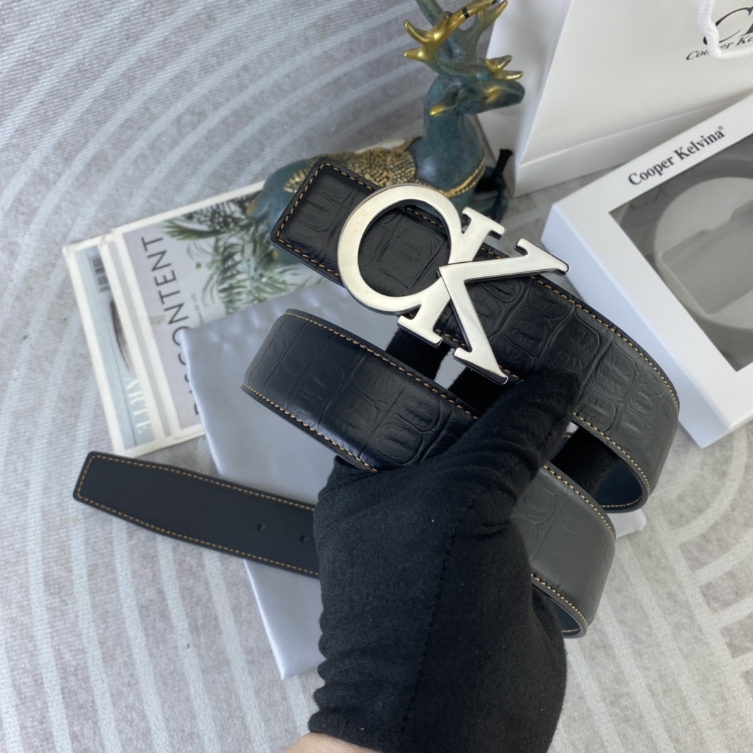 CK 💕 特种皮腰带系列 ，原厂五金精品不锈钢扣，手感柔软舒适 宽3.8CM。