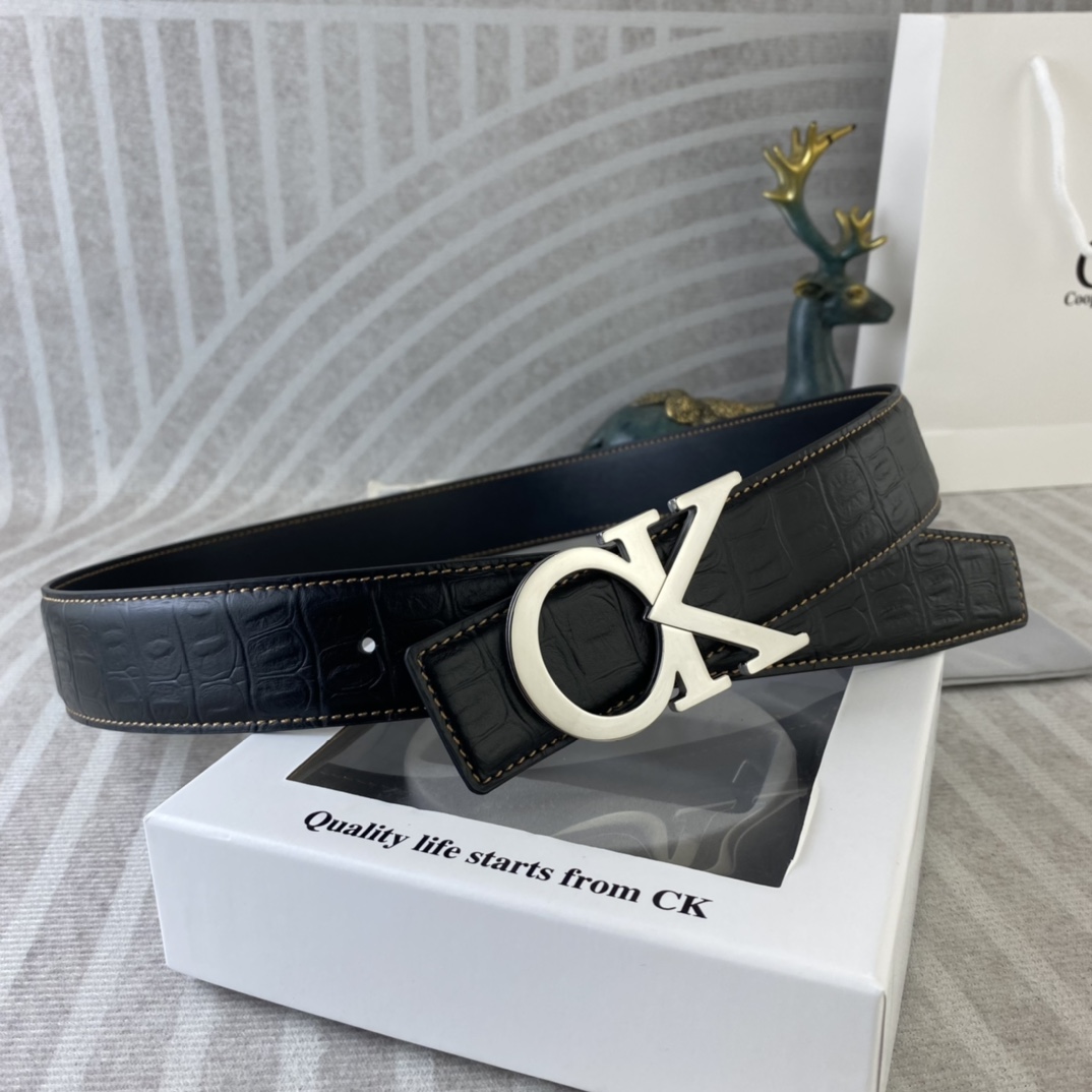 CK 💕 特种皮腰带系列 ，原厂五金精品不锈钢扣，手感柔软舒适 宽3.8CM。