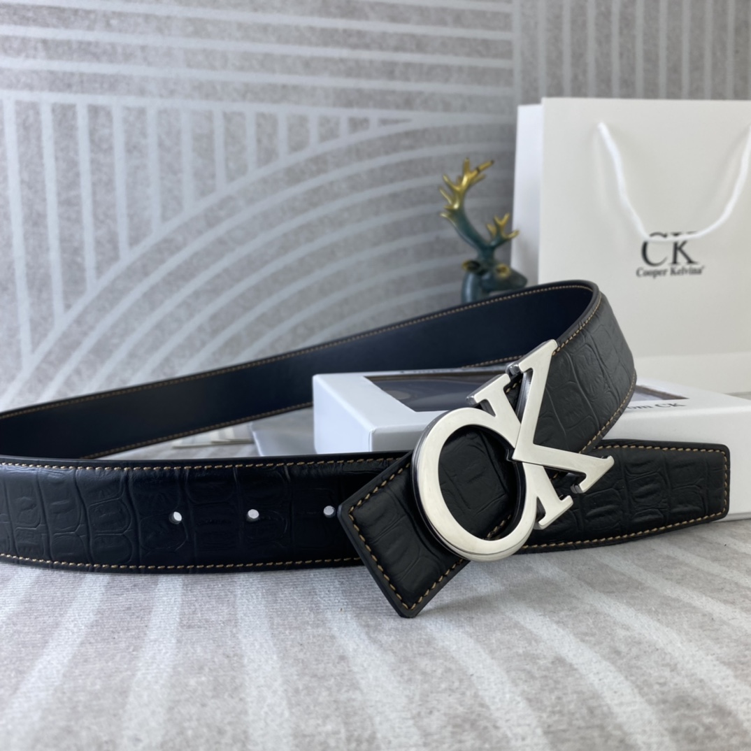 CK 💕 特种皮腰带系列 ，原厂五金精品不锈钢扣，手感柔软舒适 宽3.8CM。