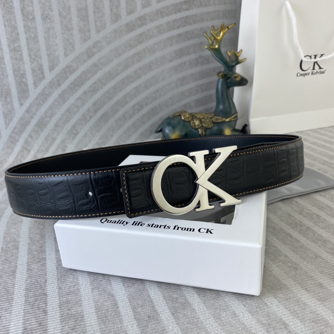 CK 💕 特种皮腰带系列 ，原厂五金精品不锈钢扣，手感柔软舒适 宽3.8CM。