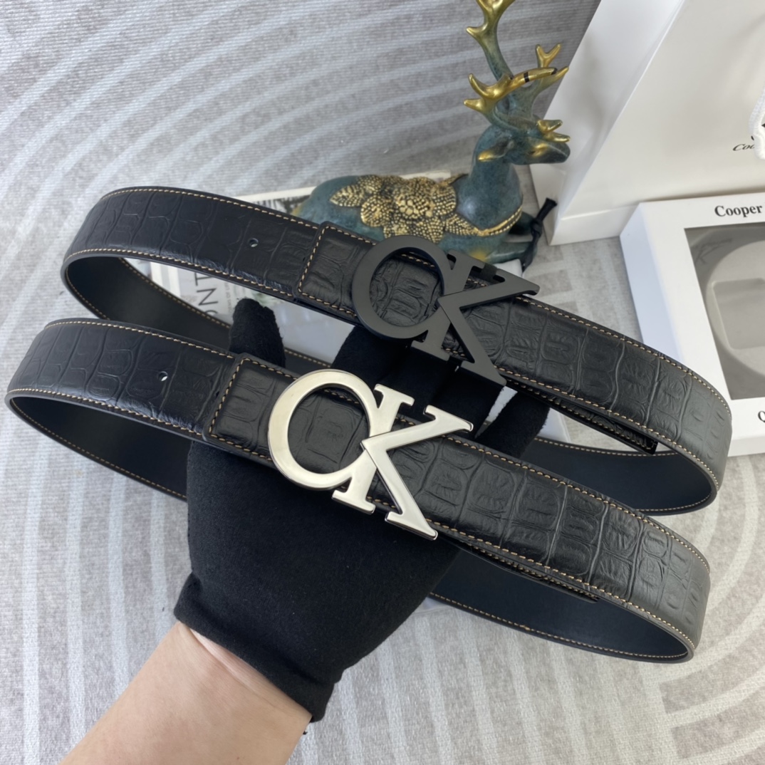 CK 💕 特种皮腰带系列 ，原厂五金精品不锈钢扣，手感柔软舒适 宽3.8CM。