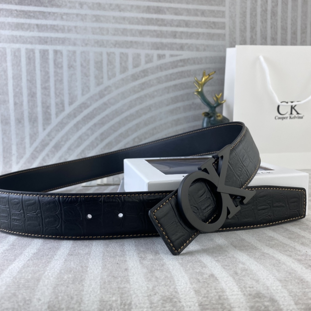 CK 💕 特种皮腰带系列 ，原厂五金精品不锈钢扣，手感柔软舒适 宽3.8CM。