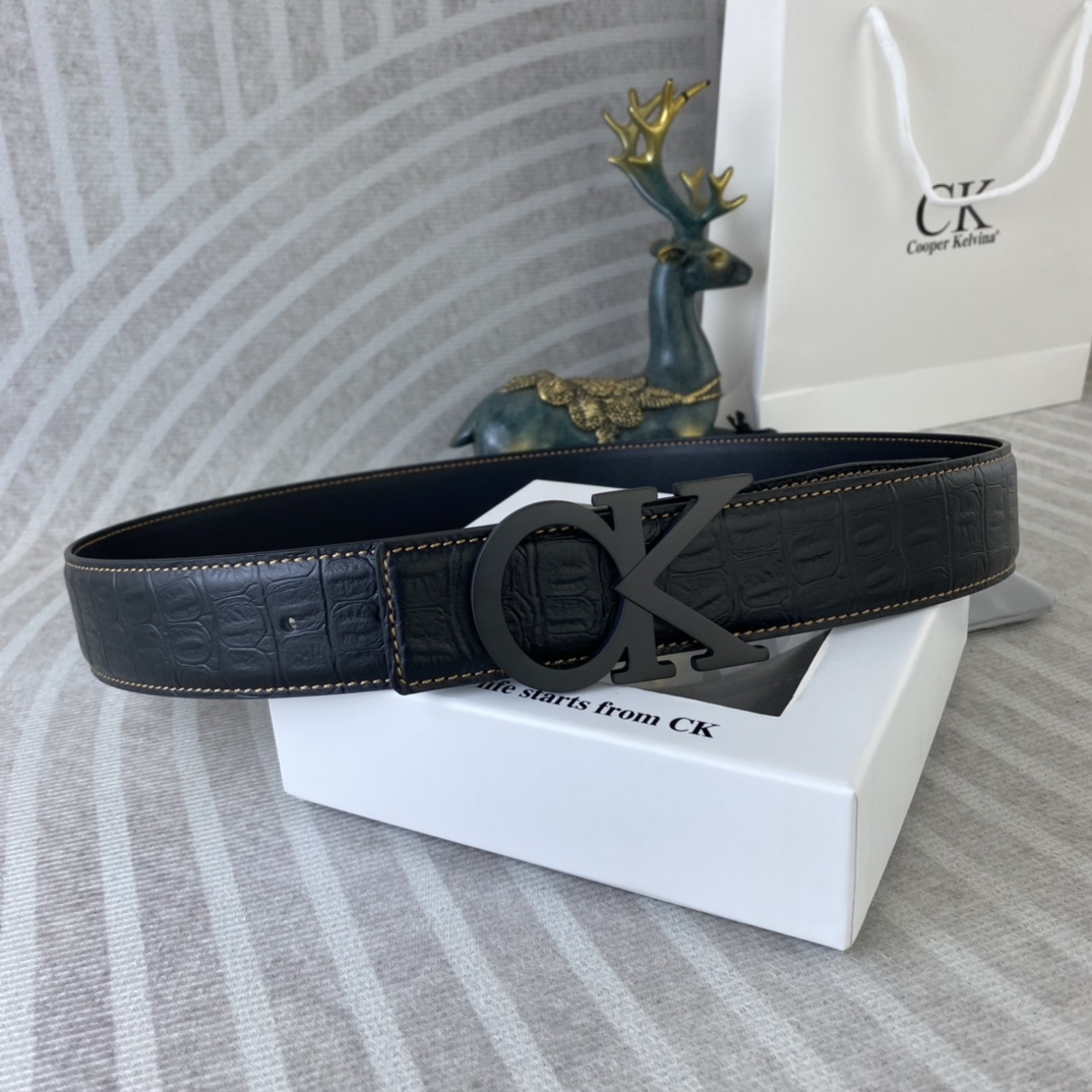 CK 💕 特种皮腰带系列 ，原厂五金精品不锈钢扣，手感柔软舒适 宽3.8CM。
