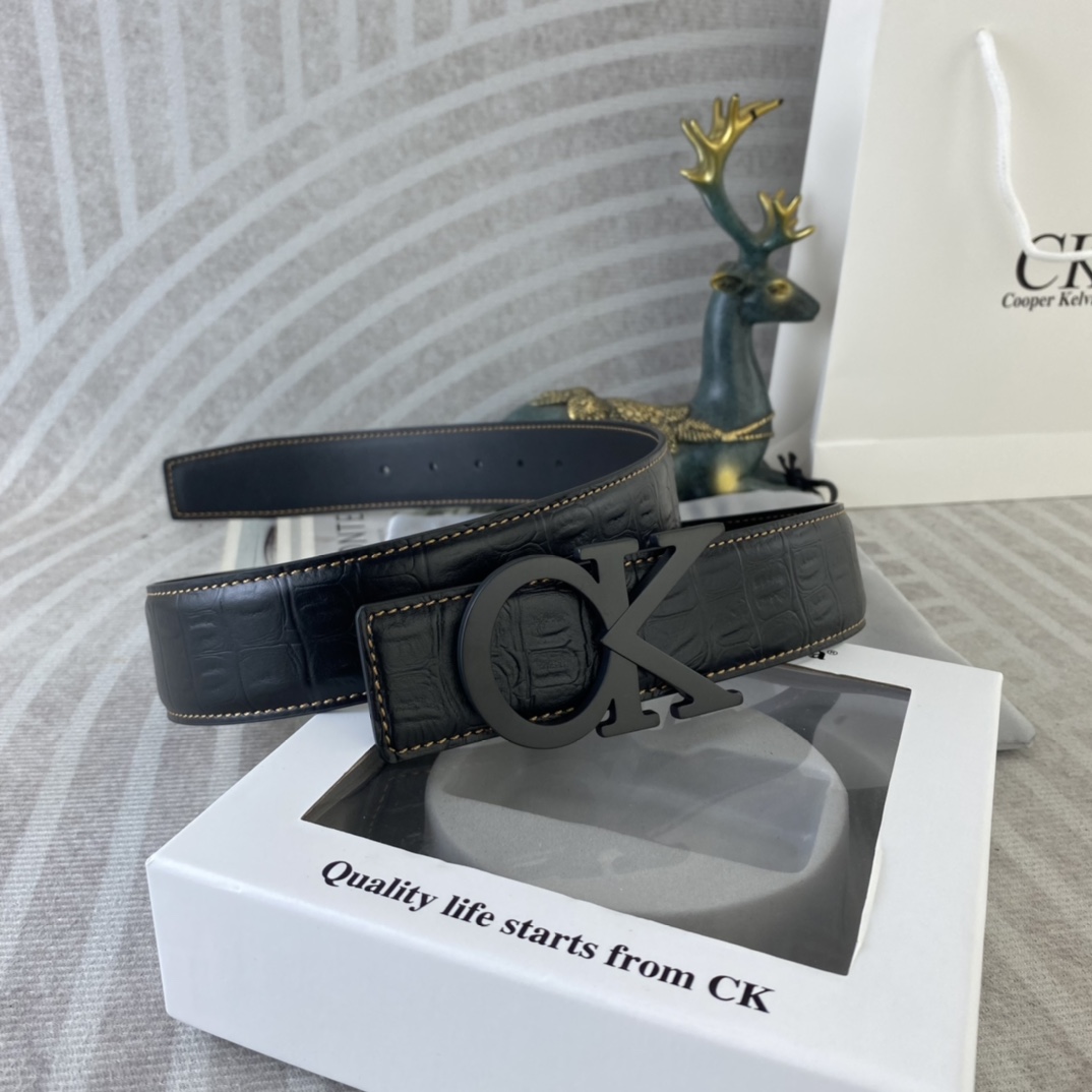 CK 💕 特种皮腰带系列 ，原厂五金精品不锈钢扣，手感柔软舒适 宽3.8CM。