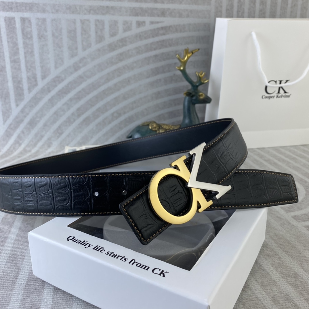 CK 💕 特种皮腰带系列 ，原厂五金精品不锈钢扣，手感柔软舒适 宽3.8CM。