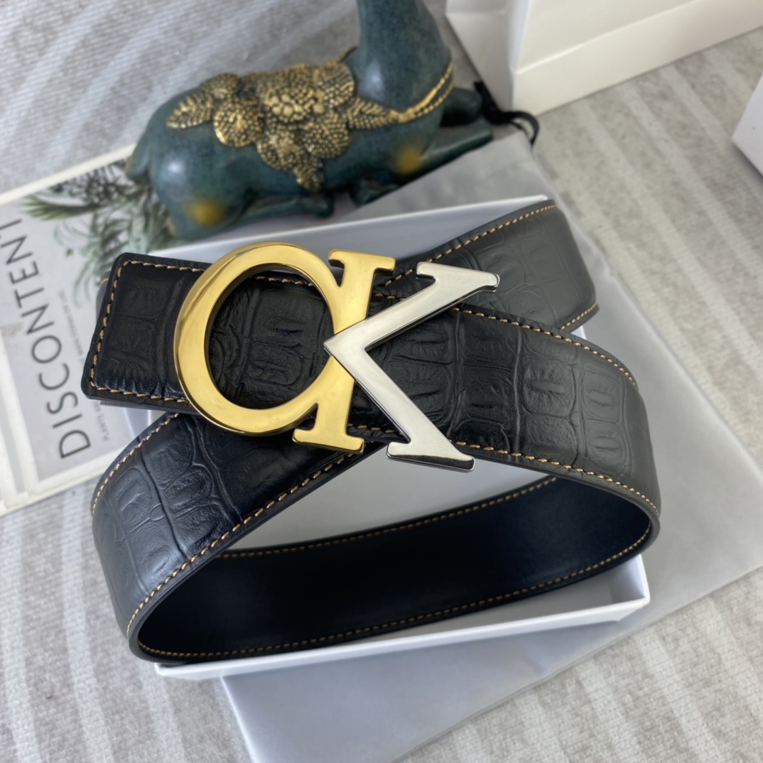 CK 💕 特种皮腰带系列 ，原厂五金精品不锈钢扣，手感柔软舒适 宽3.8CM。