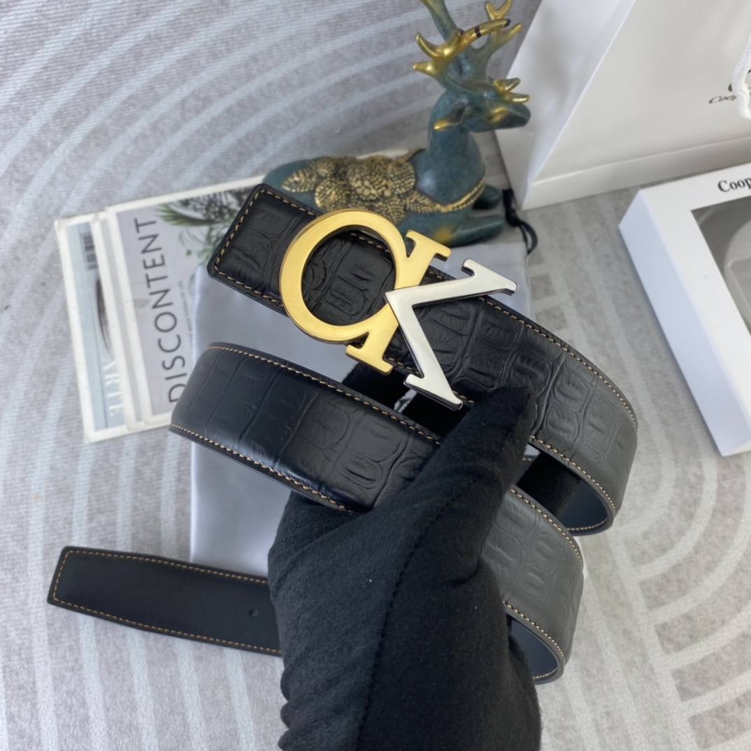 CK 💕 特种皮腰带系列 ，原厂五金精品不锈钢扣，手感柔软舒适 宽3.8CM。