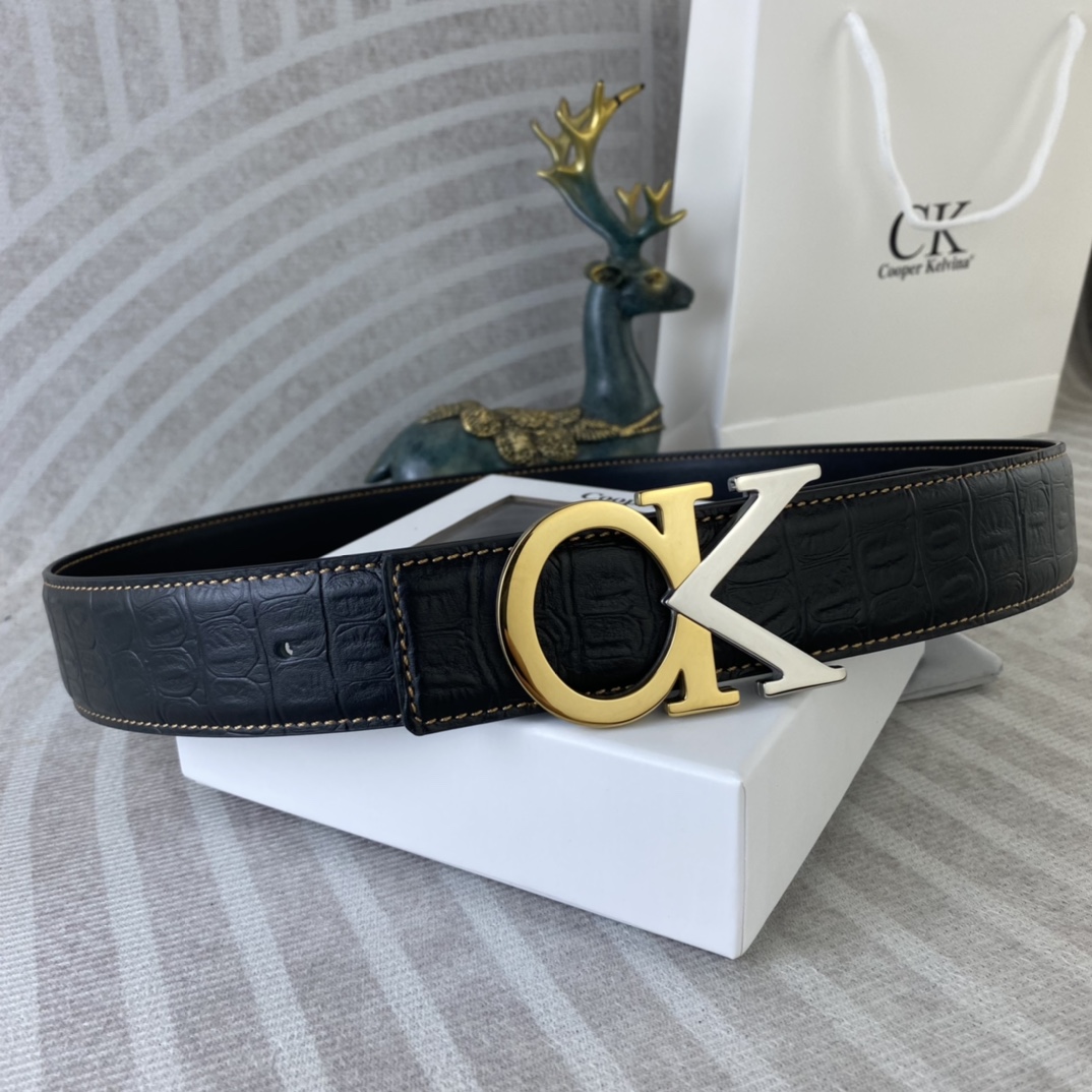 CK 💕 特种皮腰带系列 ，原厂五金精品不锈钢扣，手感柔软舒适 宽3.8CM。