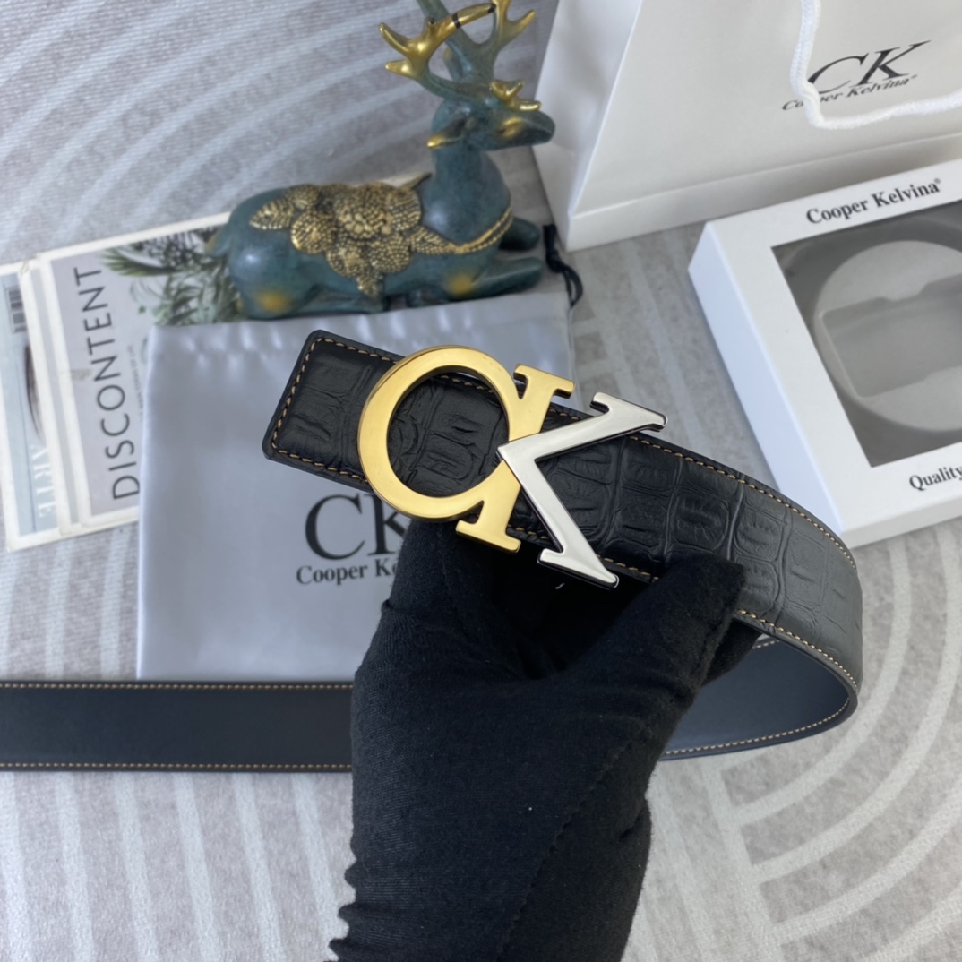 CK 💕 特种皮腰带系列 ，原厂五金精品不锈钢扣，手感柔软舒适 宽3.8CM。