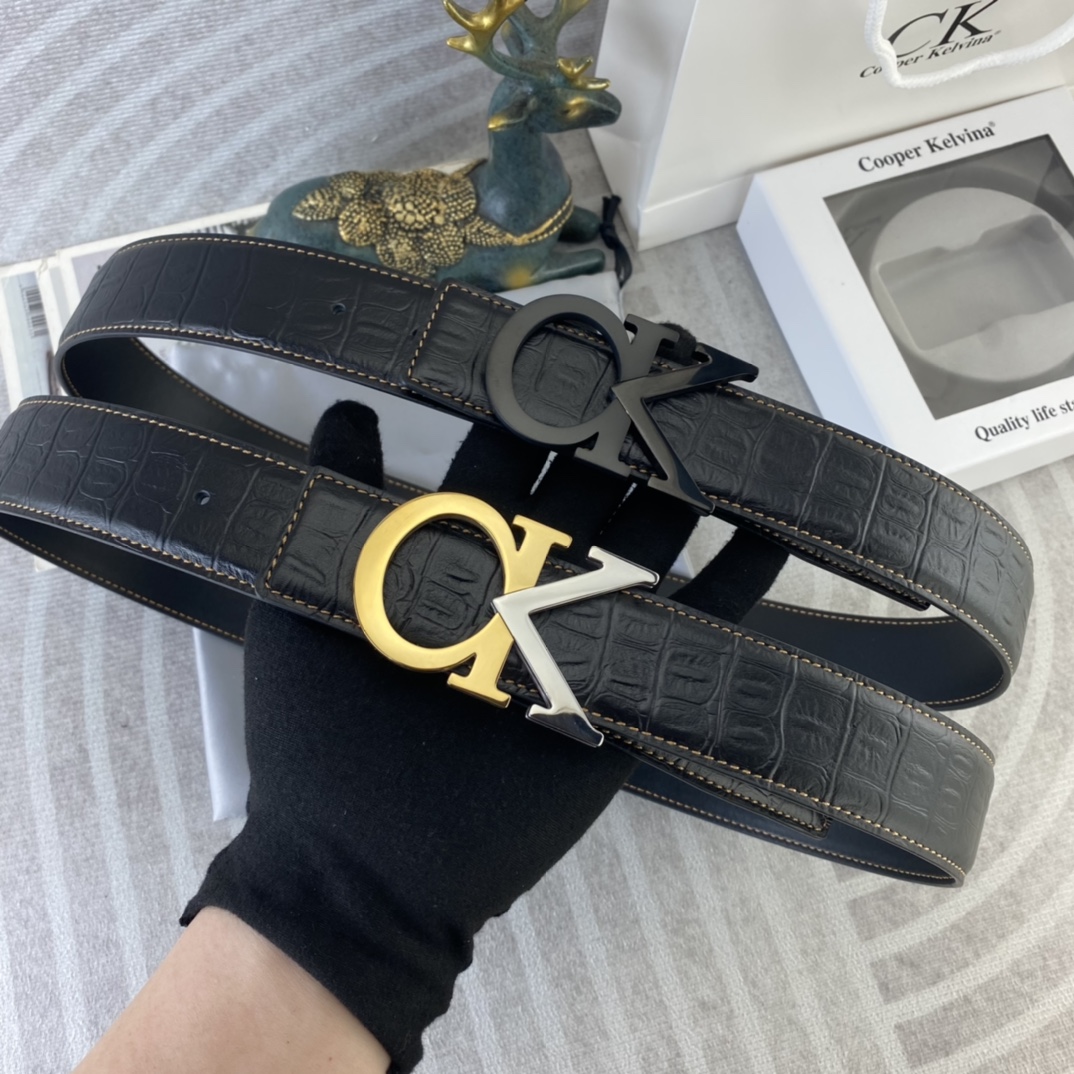 CK 💕 特种皮腰带系列 ，原厂五金精品不锈钢扣，手感柔软舒适 宽3.8CM。