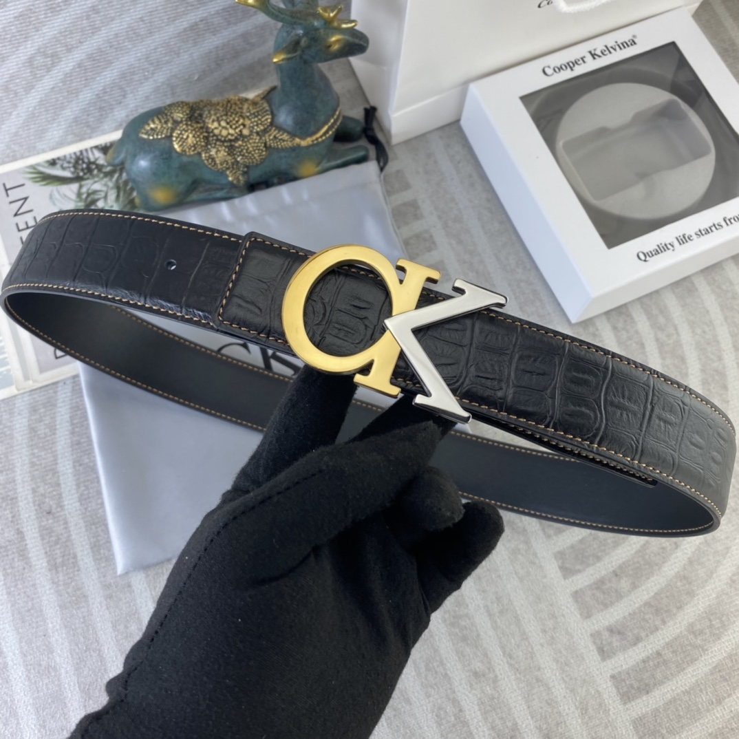 CK 💕 特种皮腰带系列 ，原厂五金精品不锈钢扣，手感柔软舒适 宽3.8CM。