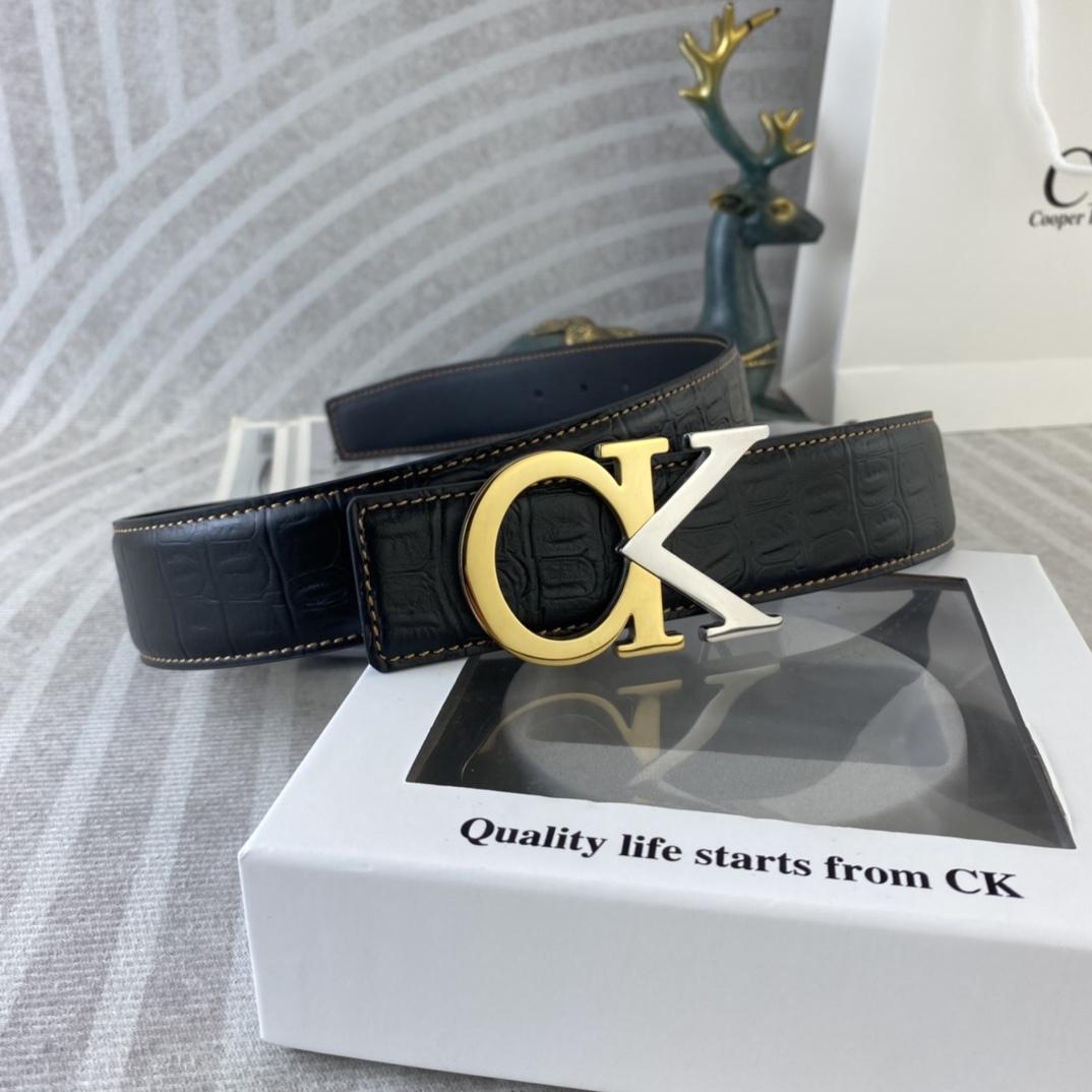 CK 💕 特种皮腰带系列 ，原厂五金精品不锈钢扣，手感柔软舒适 宽3.8CM。