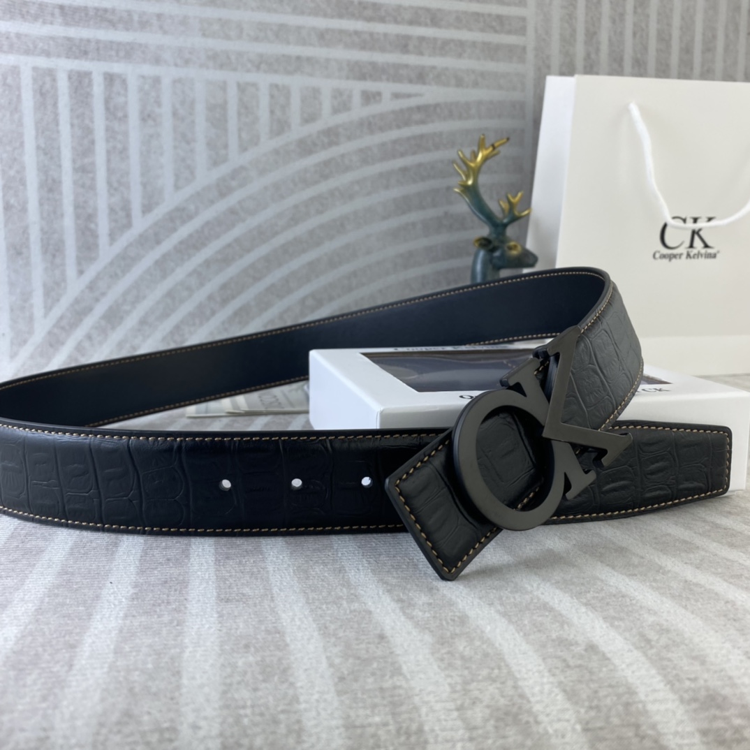 CK 💕 特种皮腰带系列 ，原厂五金精品不锈钢扣，手感柔软舒适 宽3.8CM。