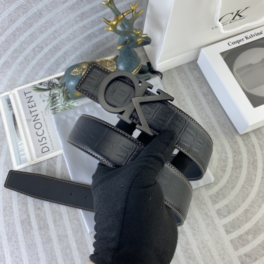 CK 💕 特种皮腰带系列 ，原厂五金精品不锈钢扣，手感柔软舒适 宽3.8CM。