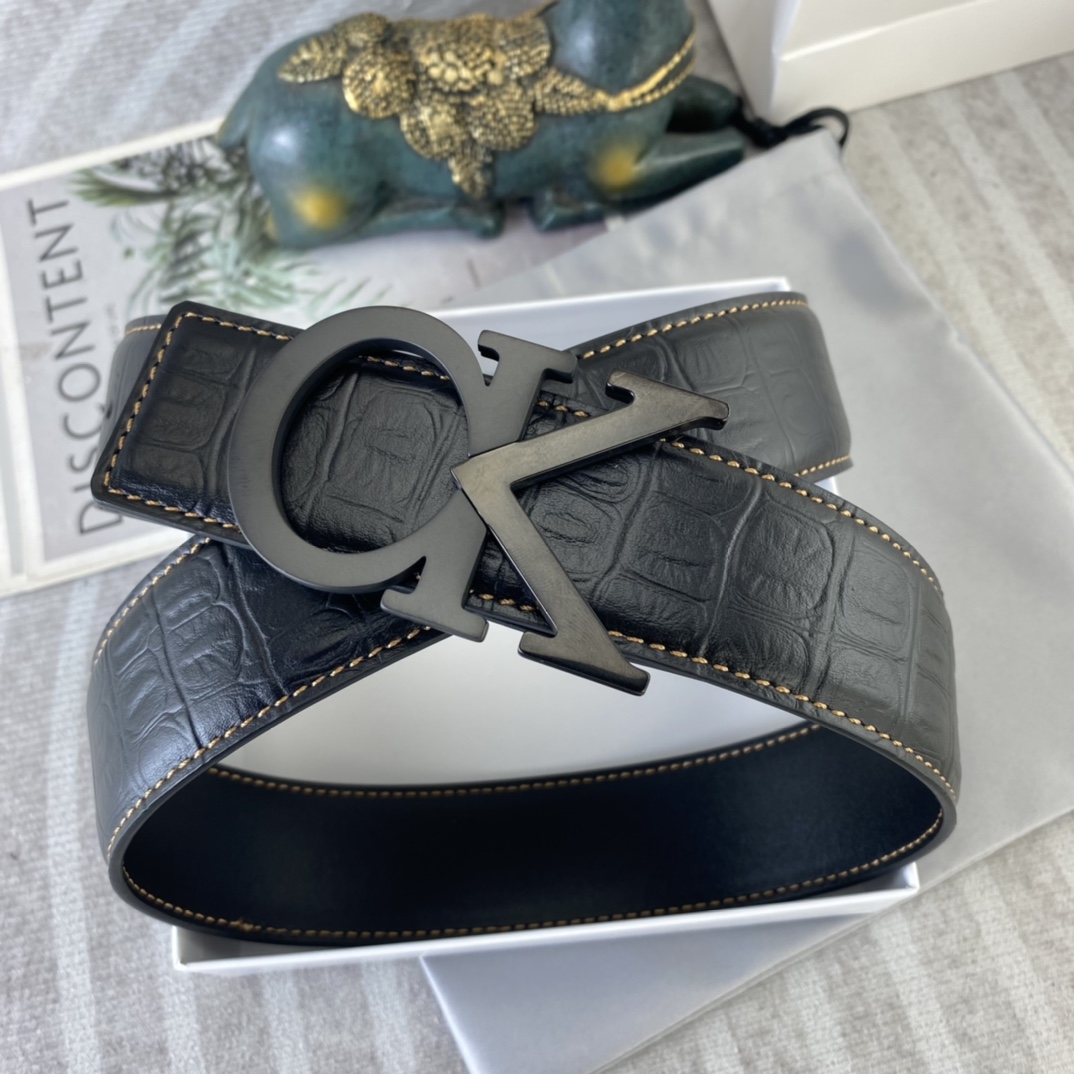 CK 💕 特种皮腰带系列 ，原厂五金精品不锈钢扣，手感柔软舒适 宽3.8CM。