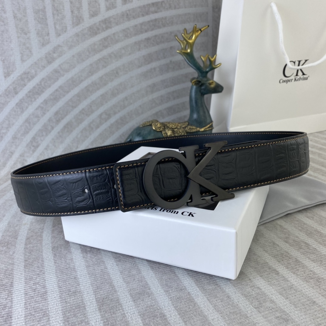 CK 💕 特种皮腰带系列 ，原厂五金精品不锈钢扣，手感柔软舒适 宽3.8CM。