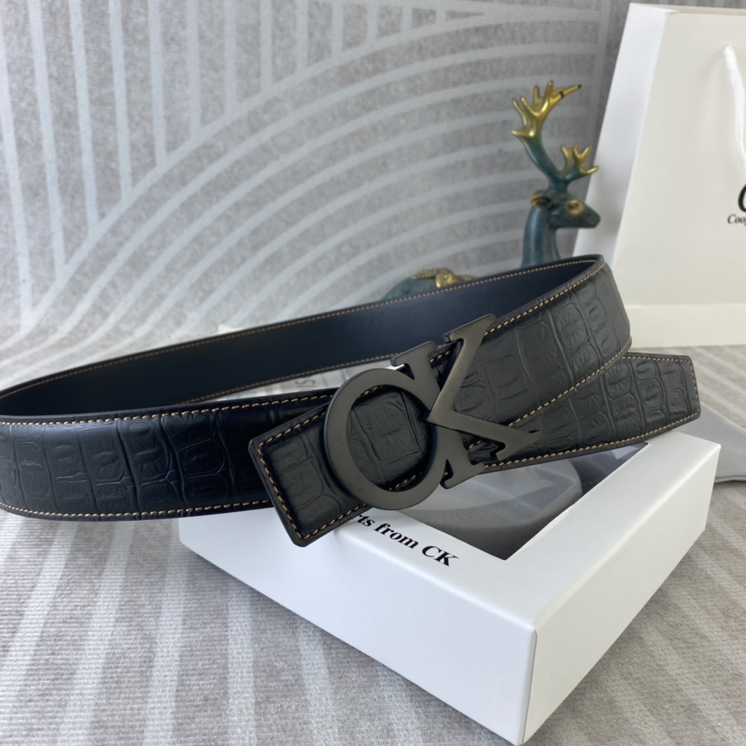 CK 💕 特种皮腰带系列 ，原厂五金精品不锈钢扣，手感柔软舒适 宽3.8CM。