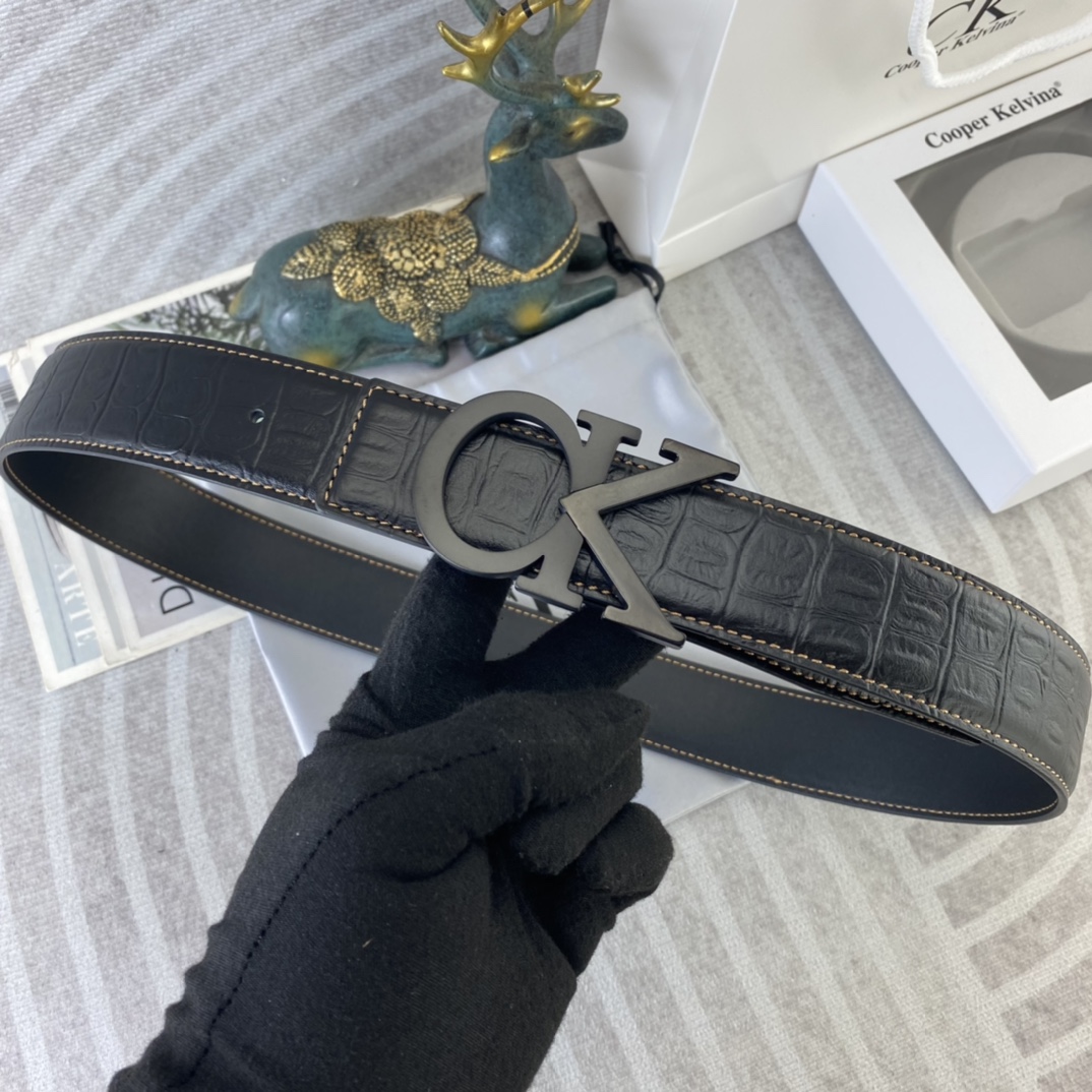 CK 💕 特种皮腰带系列 ，原厂五金精品不锈钢扣，手感柔软舒适 宽3.8CM。