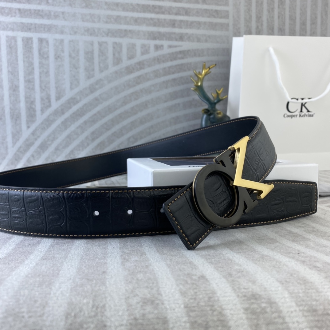 CK 💕 特种皮腰带系列 ，原厂五金精品不锈钢扣，手感柔软舒适 宽3.8CM。
