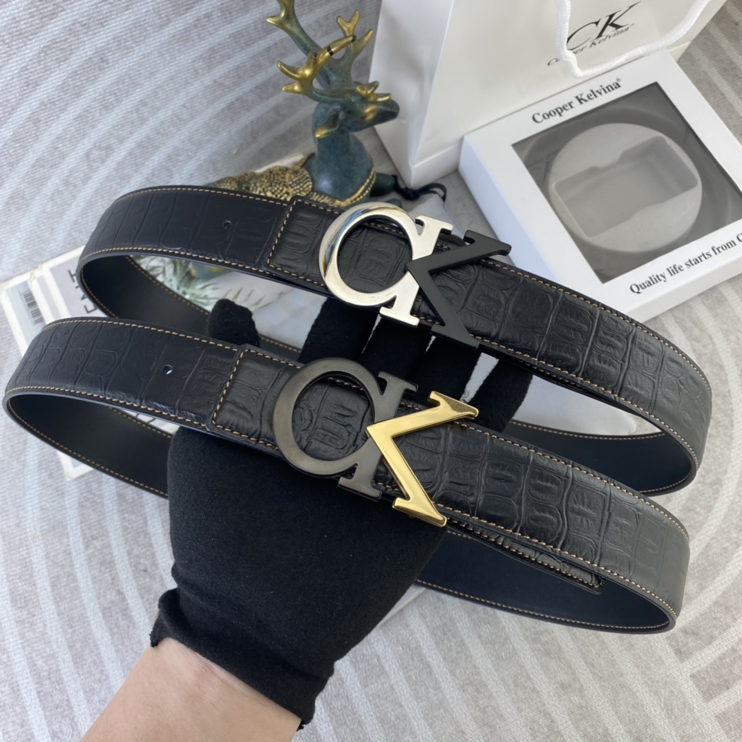 CK 💕 特种皮腰带系列 ，原厂五金精品不锈钢扣，手感柔软舒适 宽3.8CM。