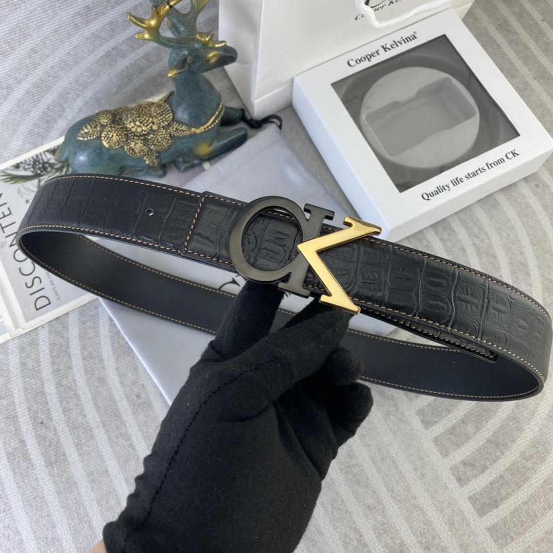 CK 💕 特种皮腰带系列 ，原厂五金精品不锈钢扣，手感柔软舒适 宽3.8CM。