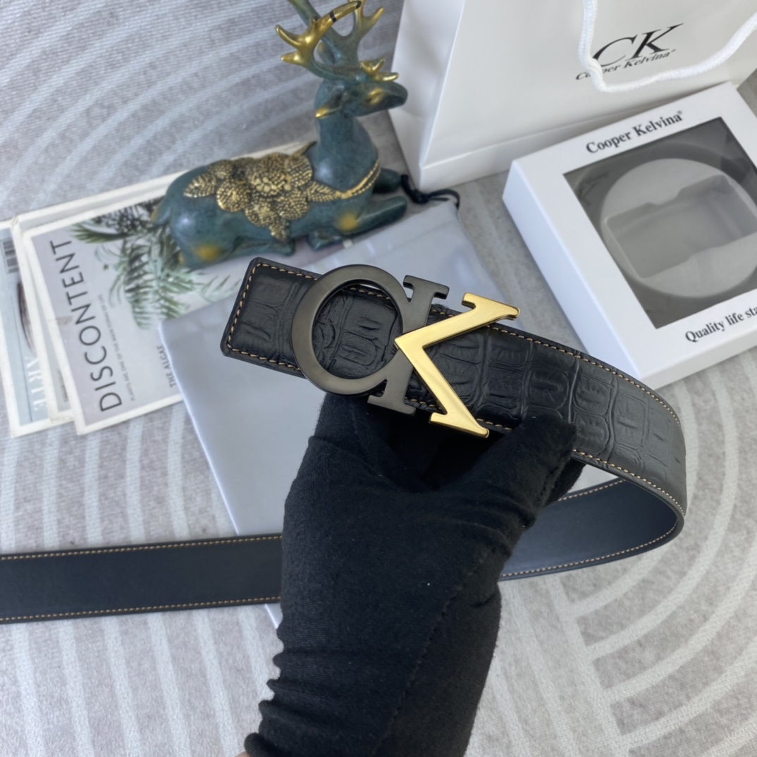CK 💕 特种皮腰带系列 ，原厂五金精品不锈钢扣，手感柔软舒适 宽3.8CM。
