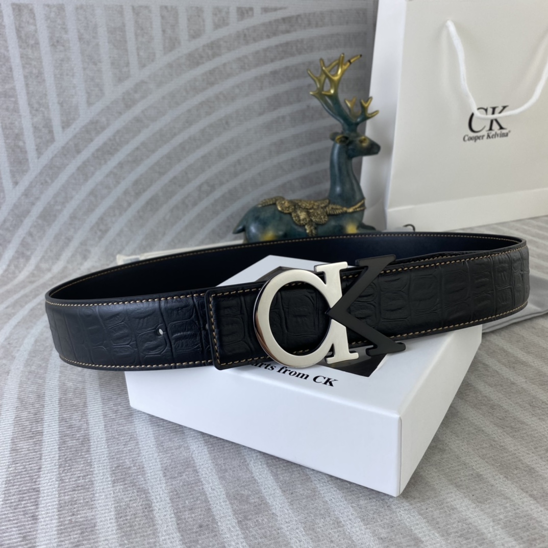 CK 💕 特种皮腰带系列 ，原厂五金精品不锈钢扣，手感柔软舒适 宽3.8CM。