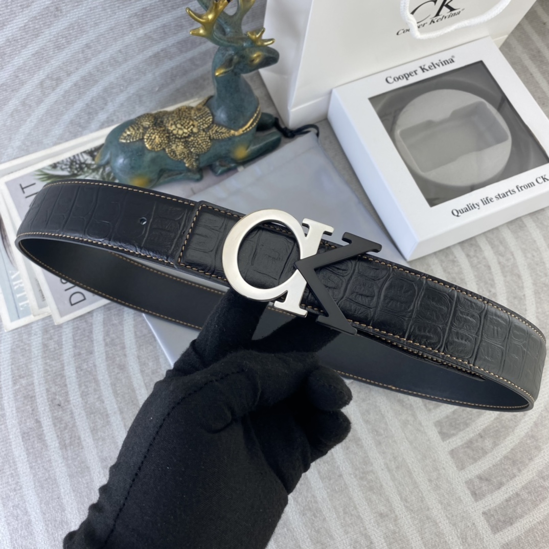 CK 💕 特种皮腰带系列 ，原厂五金精品不锈钢扣，手感柔软舒适 宽3.8CM。