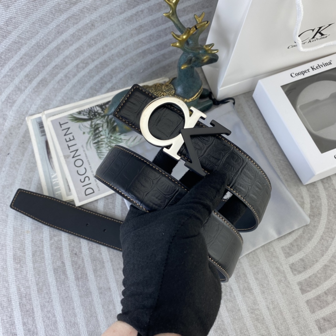 CK 💕 特种皮腰带系列 ，原厂五金精品不锈钢扣，手感柔软舒适 宽3.8CM。