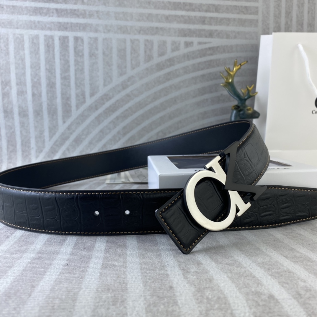 CK 💕 特种皮腰带系列 ，原厂五金精品不锈钢扣，手感柔软舒适 宽3.8CM。
