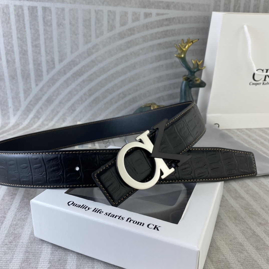 CK 💕 特种皮腰带系列 ，原厂五金精品不锈钢扣，手感柔软舒适 宽3.8CM。