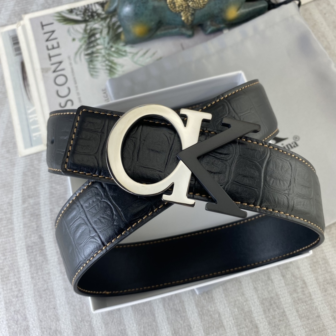 CK 💕 特种皮腰带系列 ，原厂五金精品不锈钢扣，手感柔软舒适 宽3.8CM。