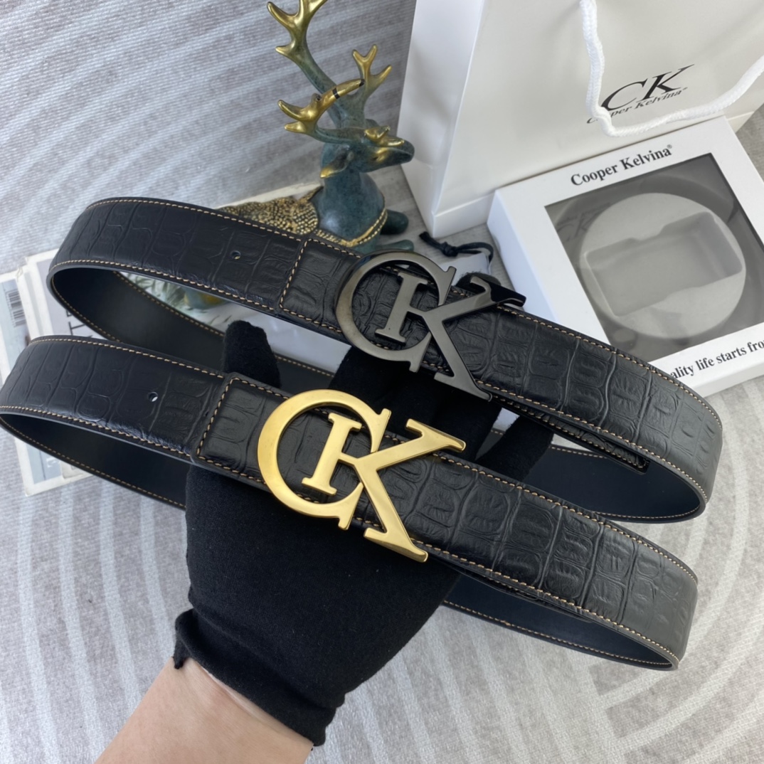 CK 💕 特种皮腰带系列 ，原厂五金精品不锈钢扣，手感柔软舒适 宽3.8CM。