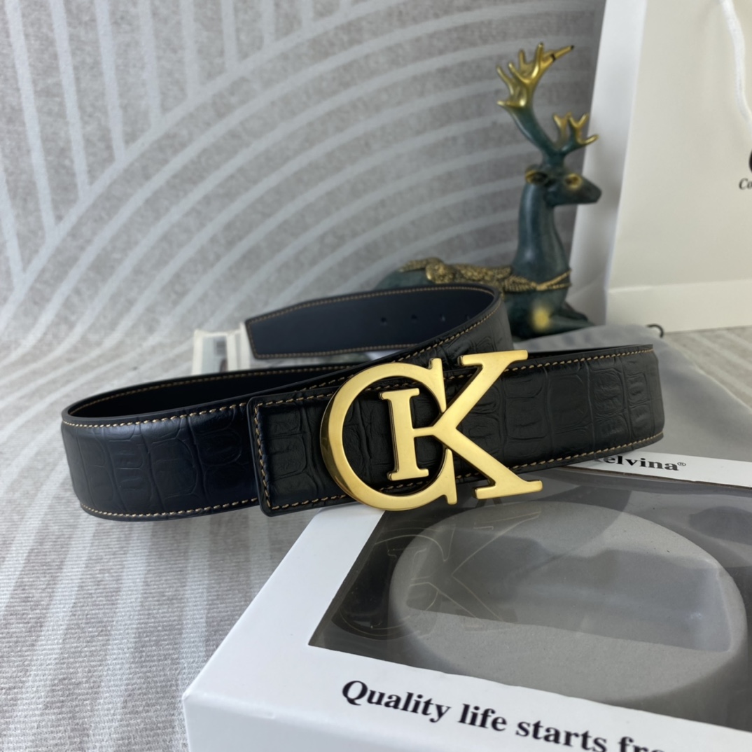 CK 💕 特种皮腰带系列 ，原厂五金精品不锈钢扣，手感柔软舒适 宽3.8CM。