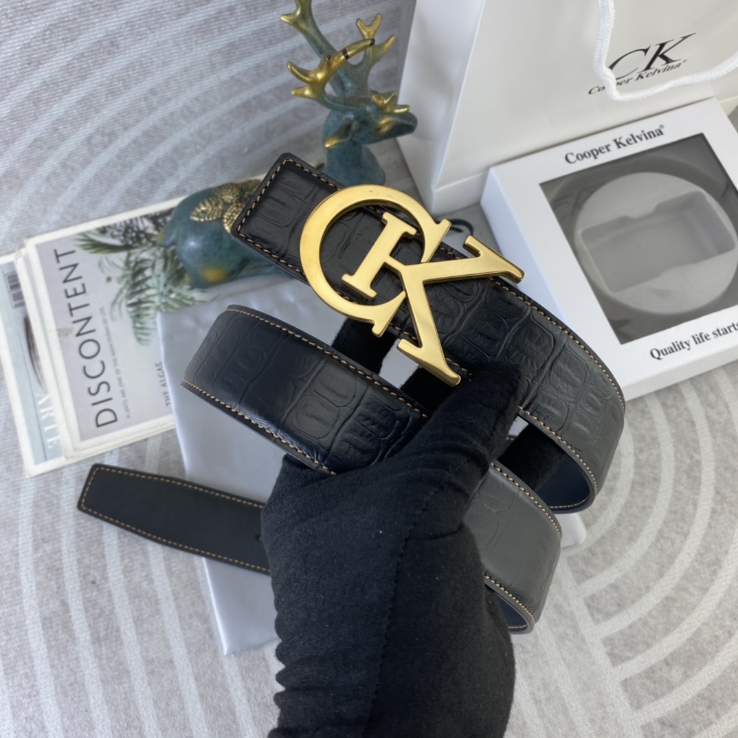 CK 💕 特种皮腰带系列 ，原厂五金精品不锈钢扣，手感柔软舒适 宽3.8CM。