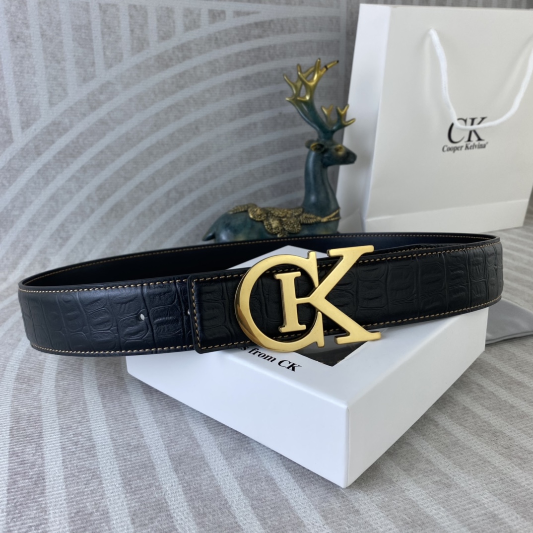 CK 💕 特种皮腰带系列 ，原厂五金精品不锈钢扣，手感柔软舒适 宽3.8CM。