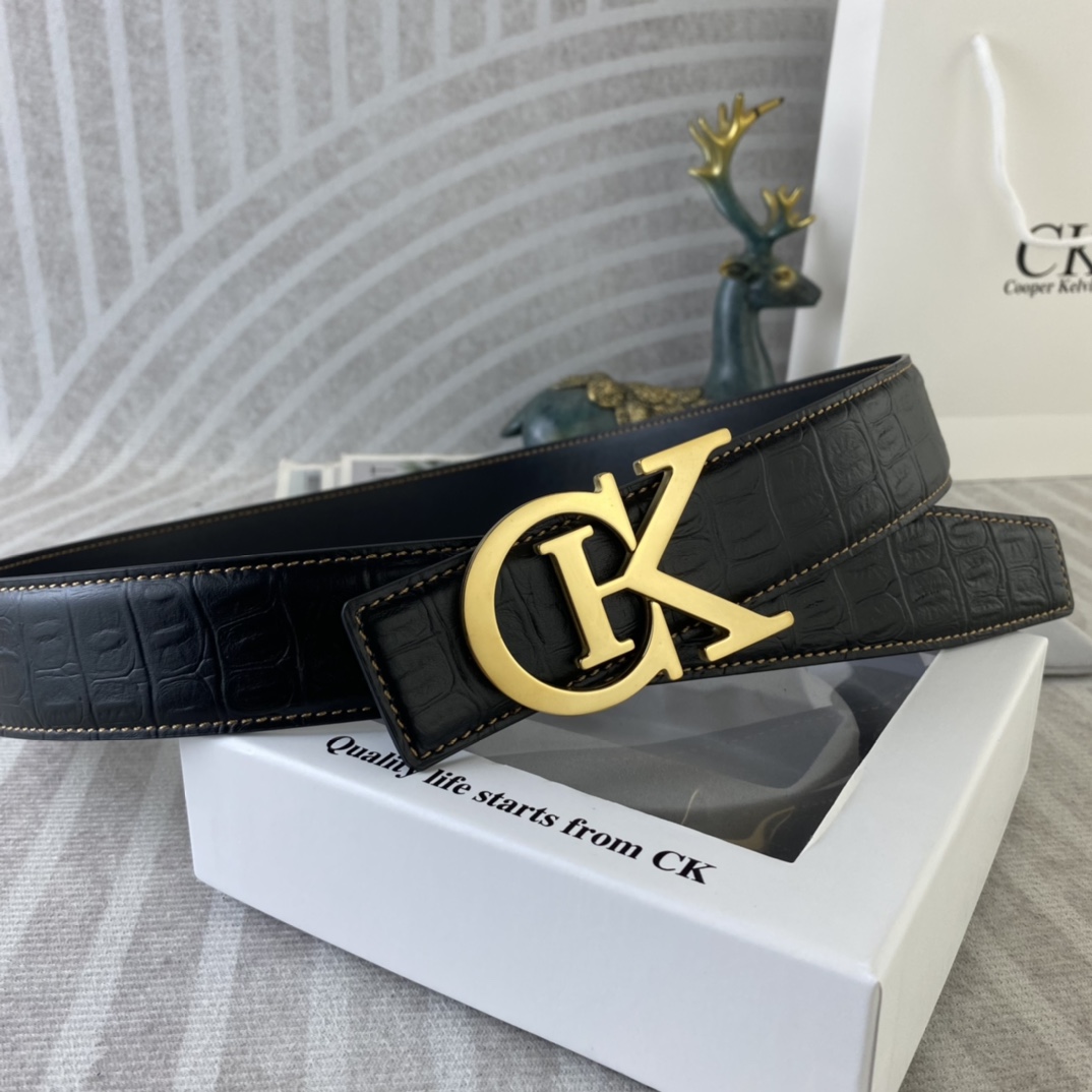CK 💕 特种皮腰带系列 ，原厂五金精品不锈钢扣，手感柔软舒适 宽3.8CM。