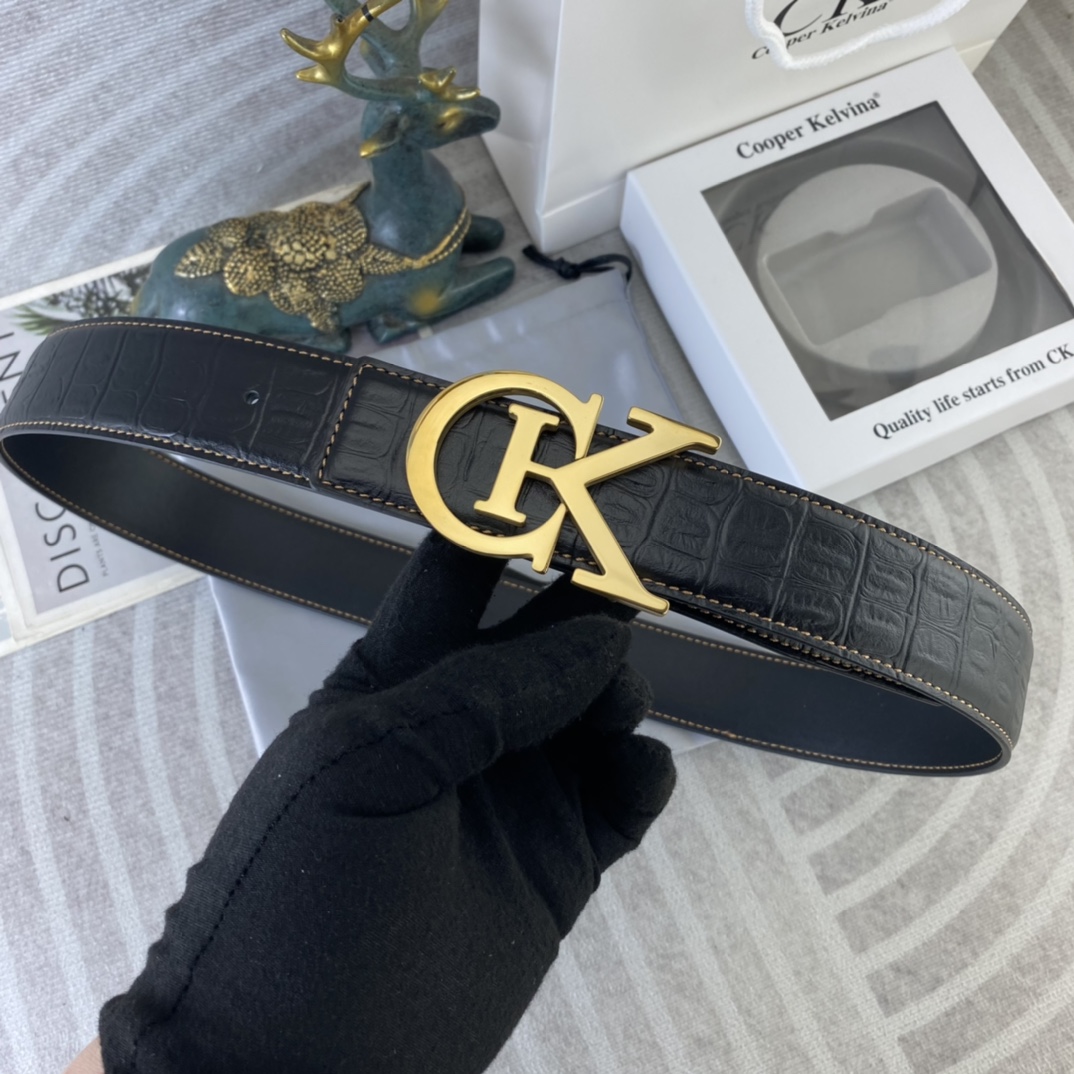 CK 💕 特种皮腰带系列 ，原厂五金精品不锈钢扣，手感柔软舒适 宽3.8CM。