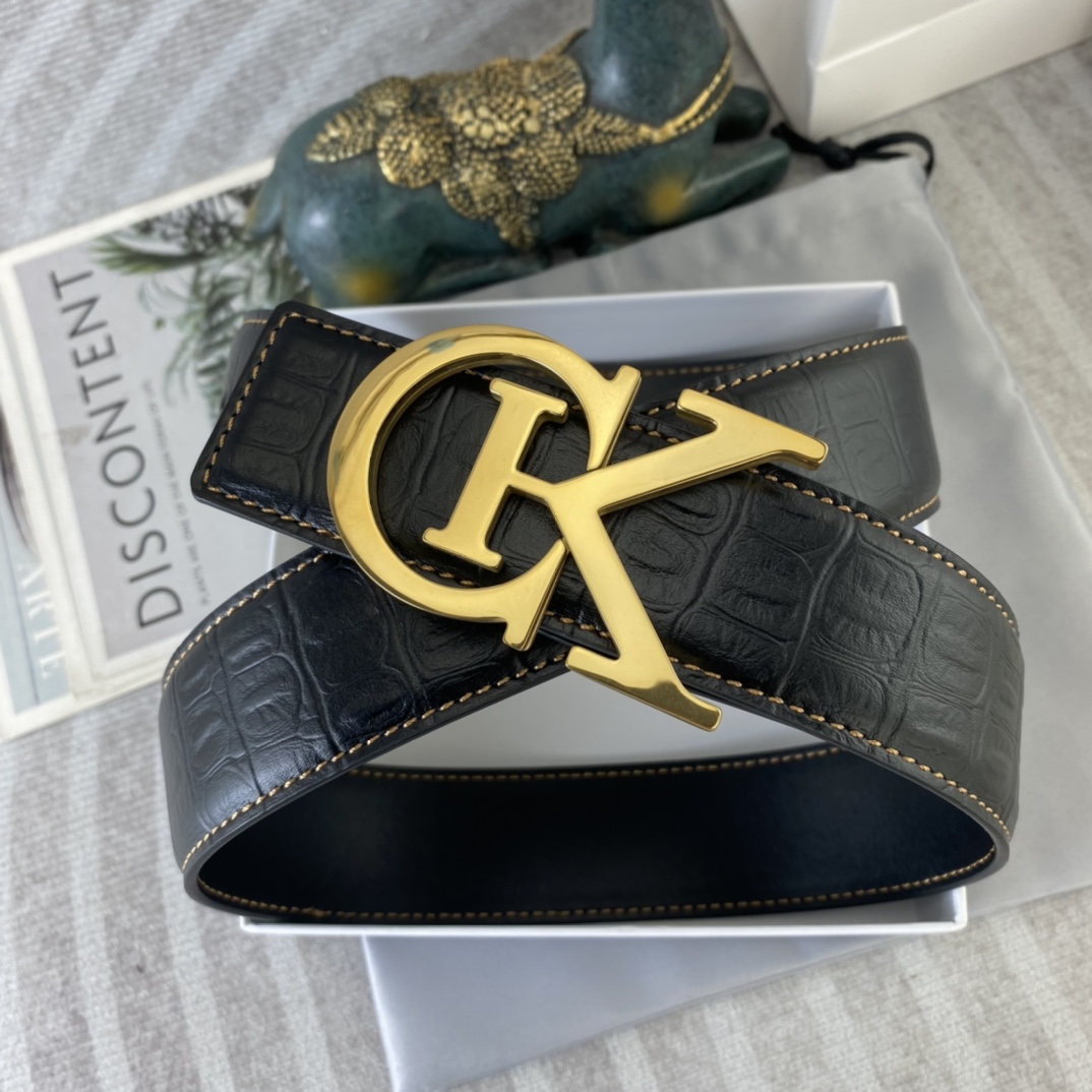 CK 💕 特种皮腰带系列 ，原厂五金精品不锈钢扣，手感柔软舒适 宽3.8CM。