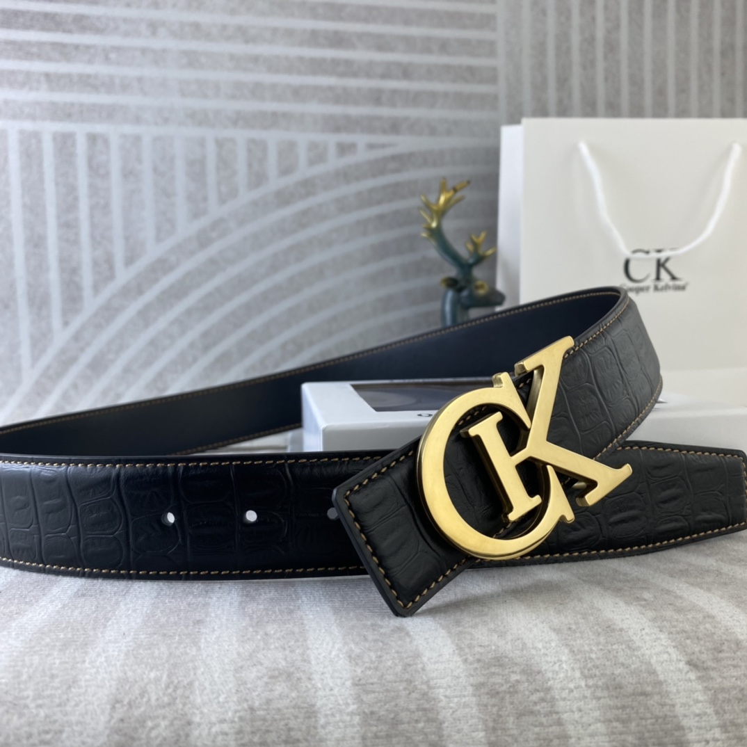 CK 💕 特种皮腰带系列 ，原厂五金精品不锈钢扣，手感柔软舒适 宽3.8CM。