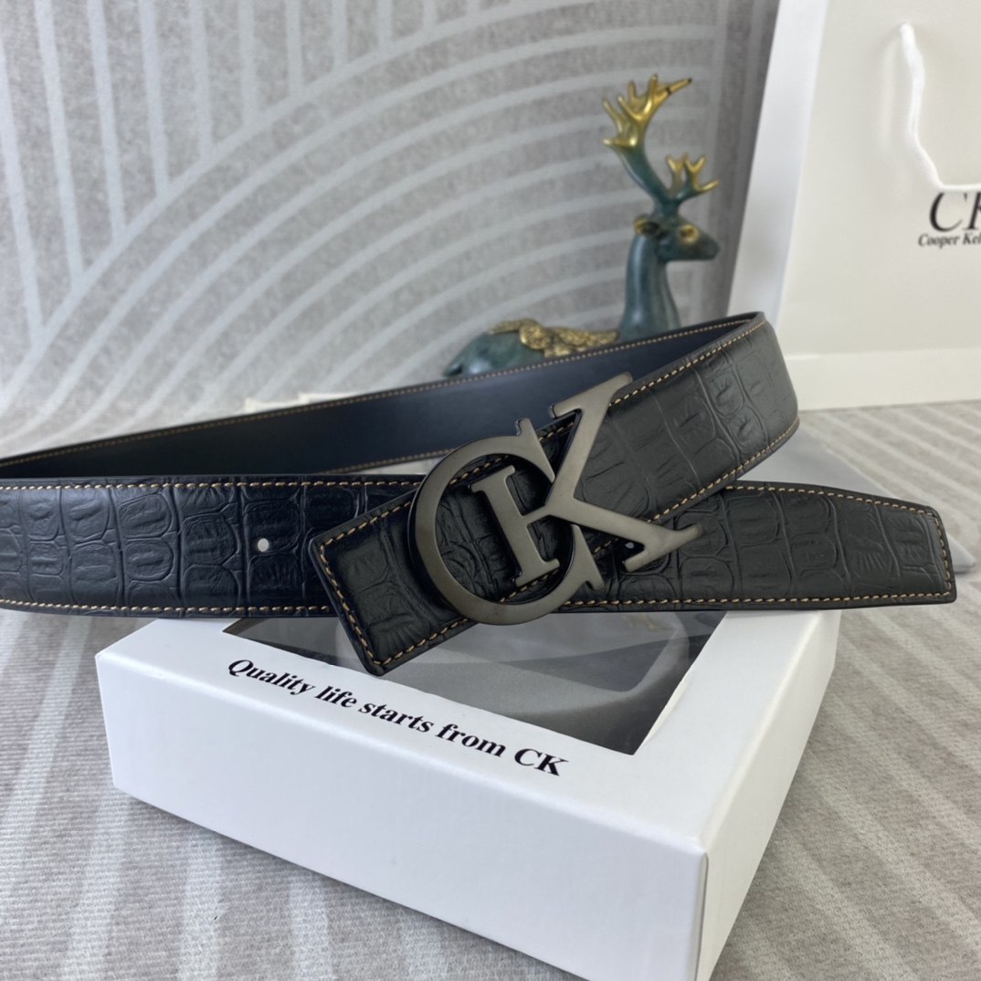 CK 💕 特种皮腰带系列 ，原厂五金精品不锈钢扣，手感柔软舒适 宽3.8CM。