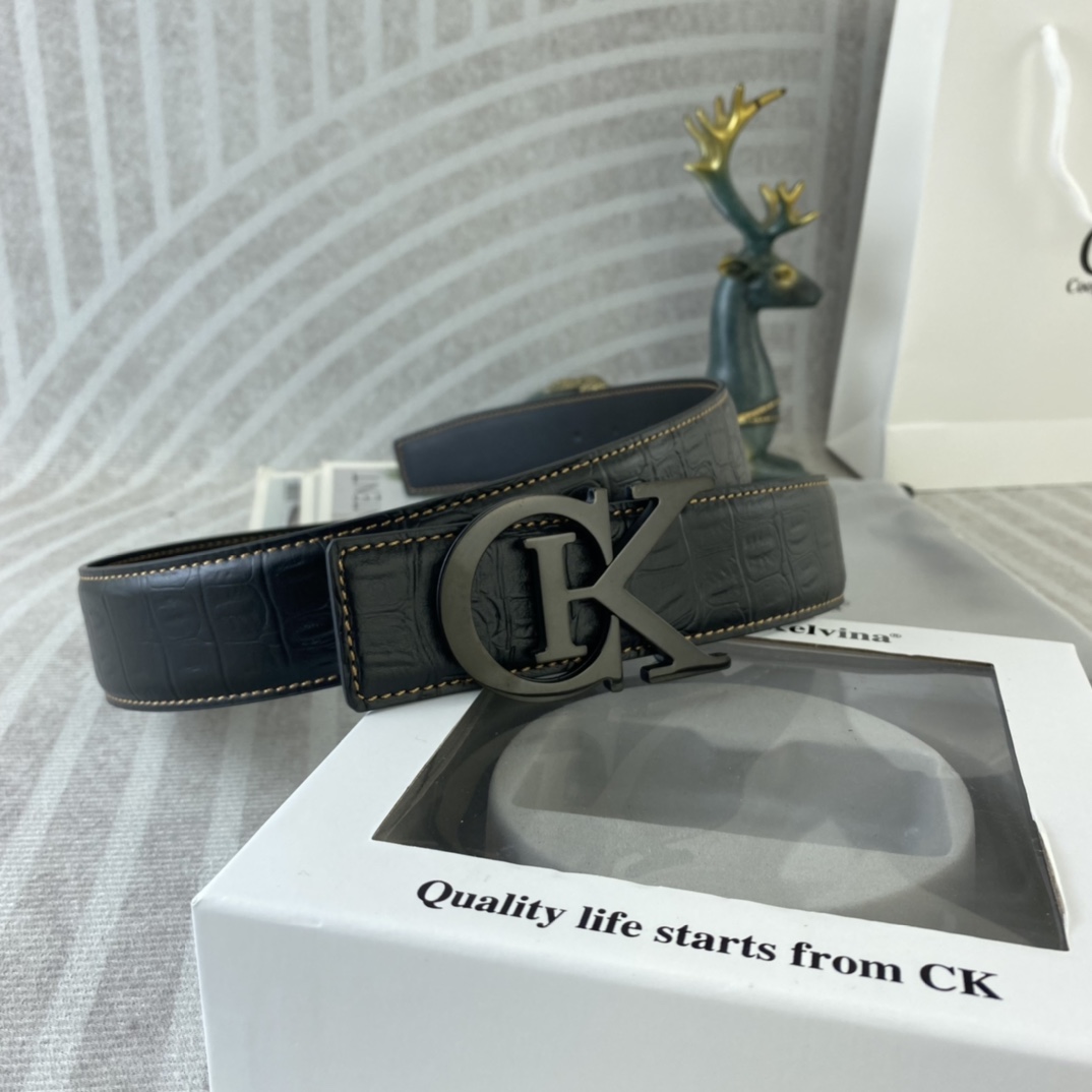 CK 💕 特种皮腰带系列 ，原厂五金精品不锈钢扣，手感柔软舒适 宽3.8CM。