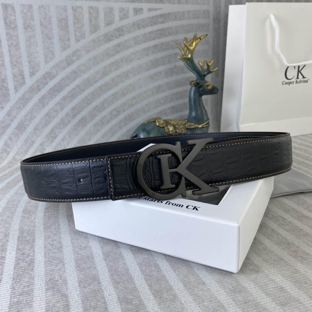 CK 💕 特种皮腰带系列 ，原厂五金精品不锈钢扣，手感柔软舒适 宽3.8CM。
