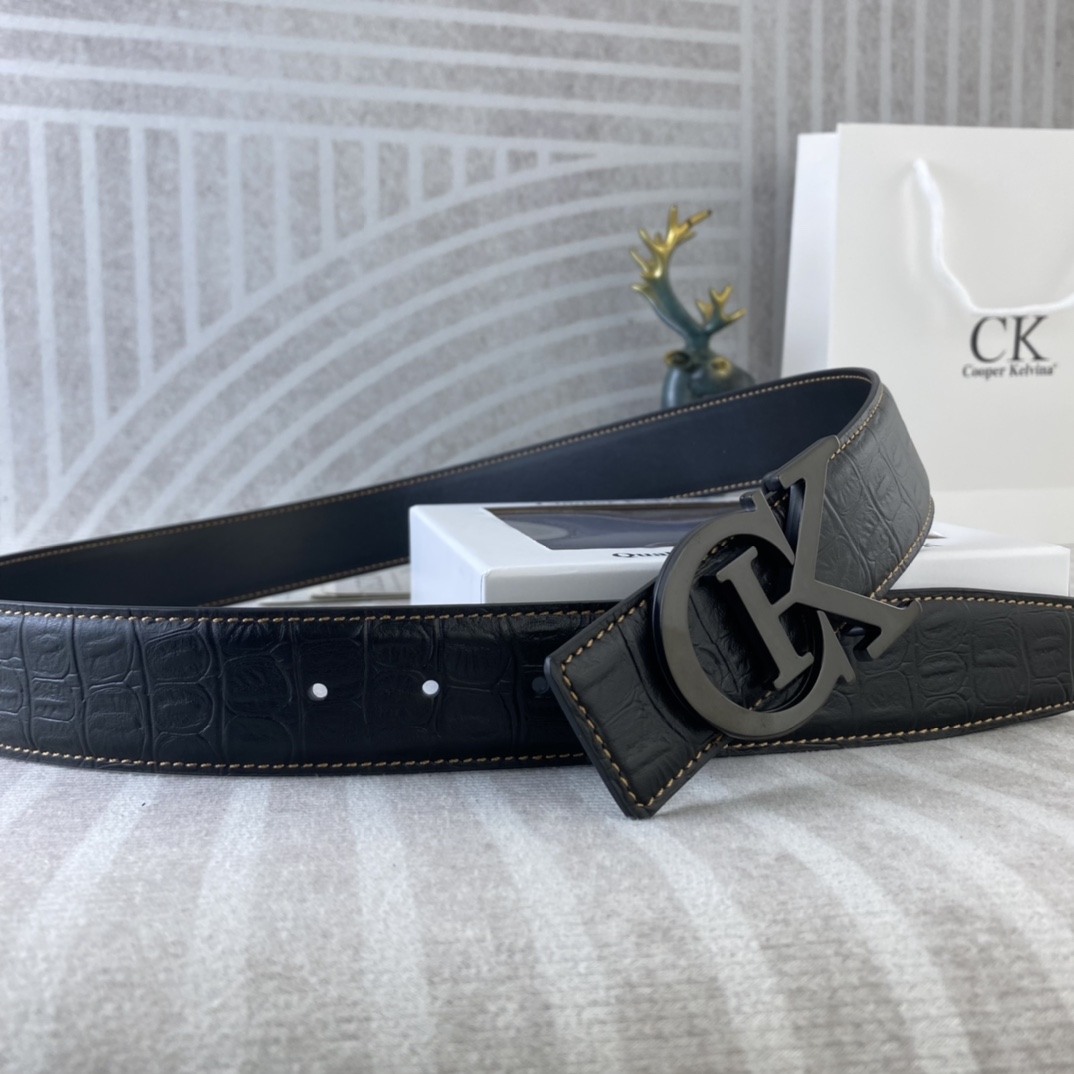 CK 💕 特种皮腰带系列 ，原厂五金精品不锈钢扣，手感柔软舒适 宽3.8CM。