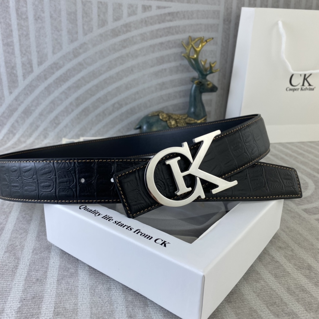CK 💕 特种皮腰带系列 ，原厂五金精品不锈钢扣，手感柔软舒适 宽3.8CM。