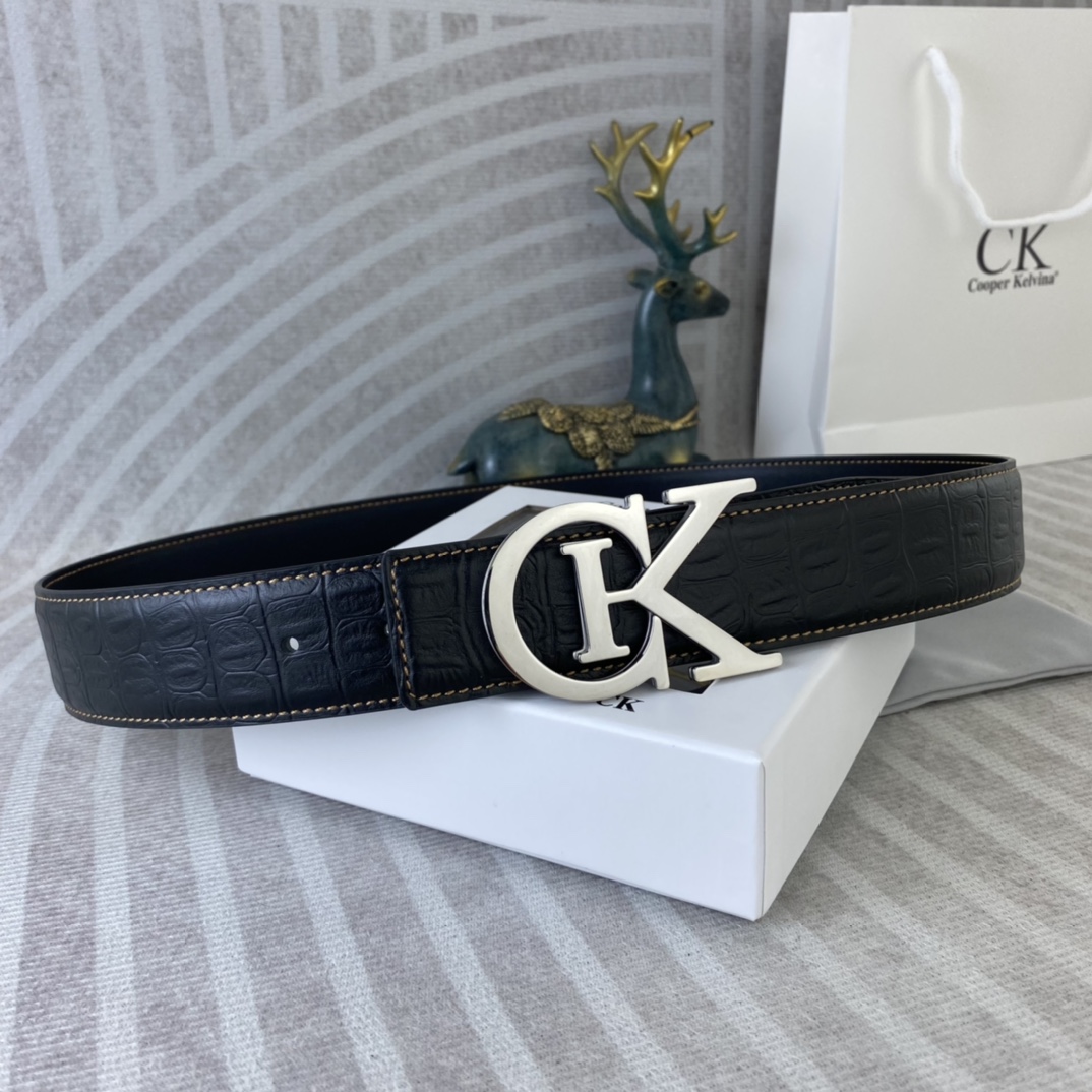 CK 💕 特种皮腰带系列 ，原厂五金精品不锈钢扣，手感柔软舒适 宽3.8CM。