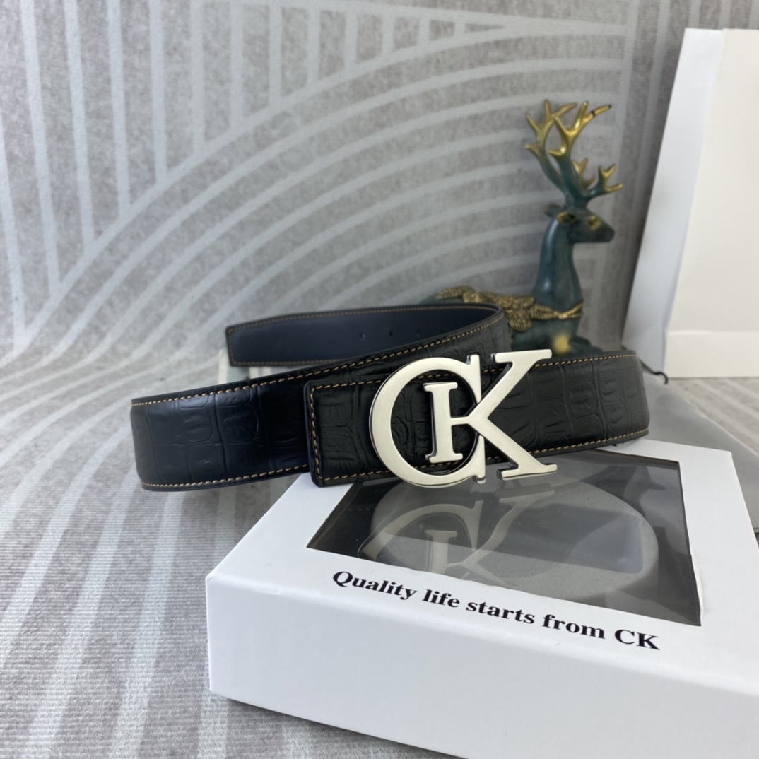 CK 💕 特种皮腰带系列 ，原厂五金精品不锈钢扣，手感柔软舒适 宽3.8CM。