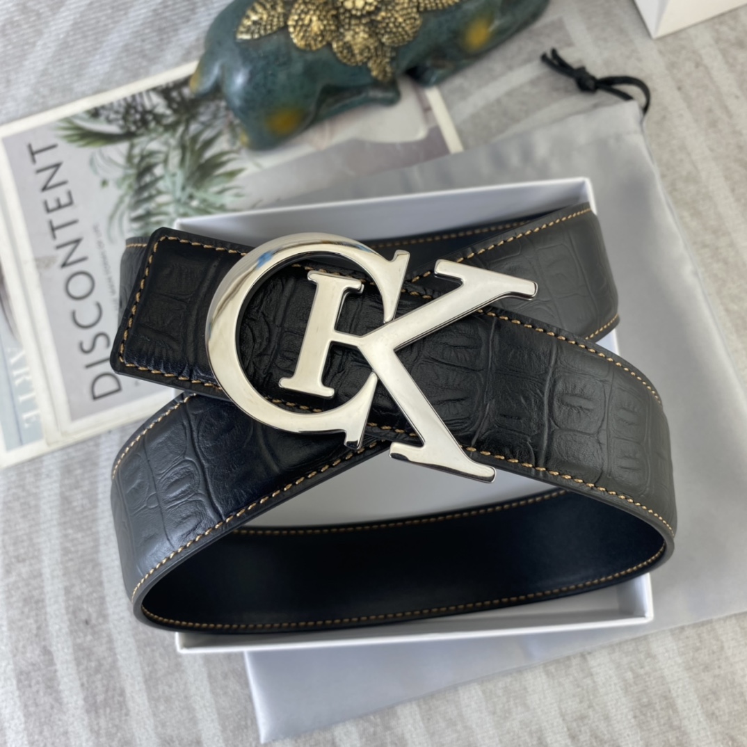 CK 💕 特种皮腰带系列 ，原厂五金精品不锈钢扣，手感柔软舒适 宽3.8CM。