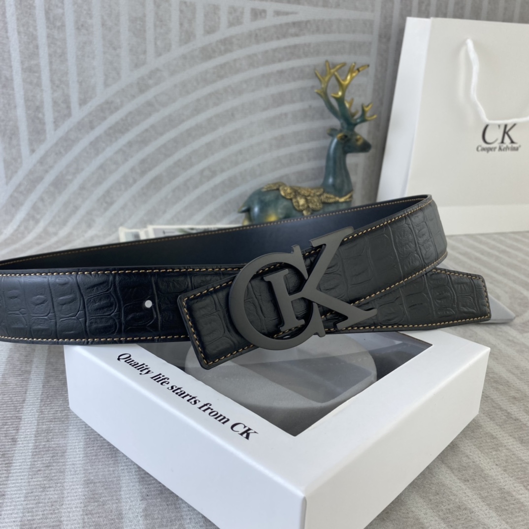 CK 💕 特种皮腰带系列 ，原厂五金精品不锈钢扣，手感柔软舒适 宽3.8CM。