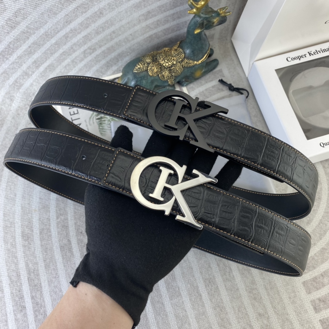 CK 💕 特种皮腰带系列 ，原厂五金精品不锈钢扣，手感柔软舒适 宽3.8CM。